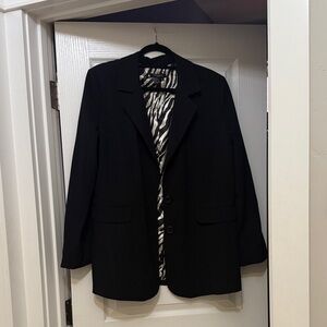 Sandro Black Women's Blazer with Zebra Lining